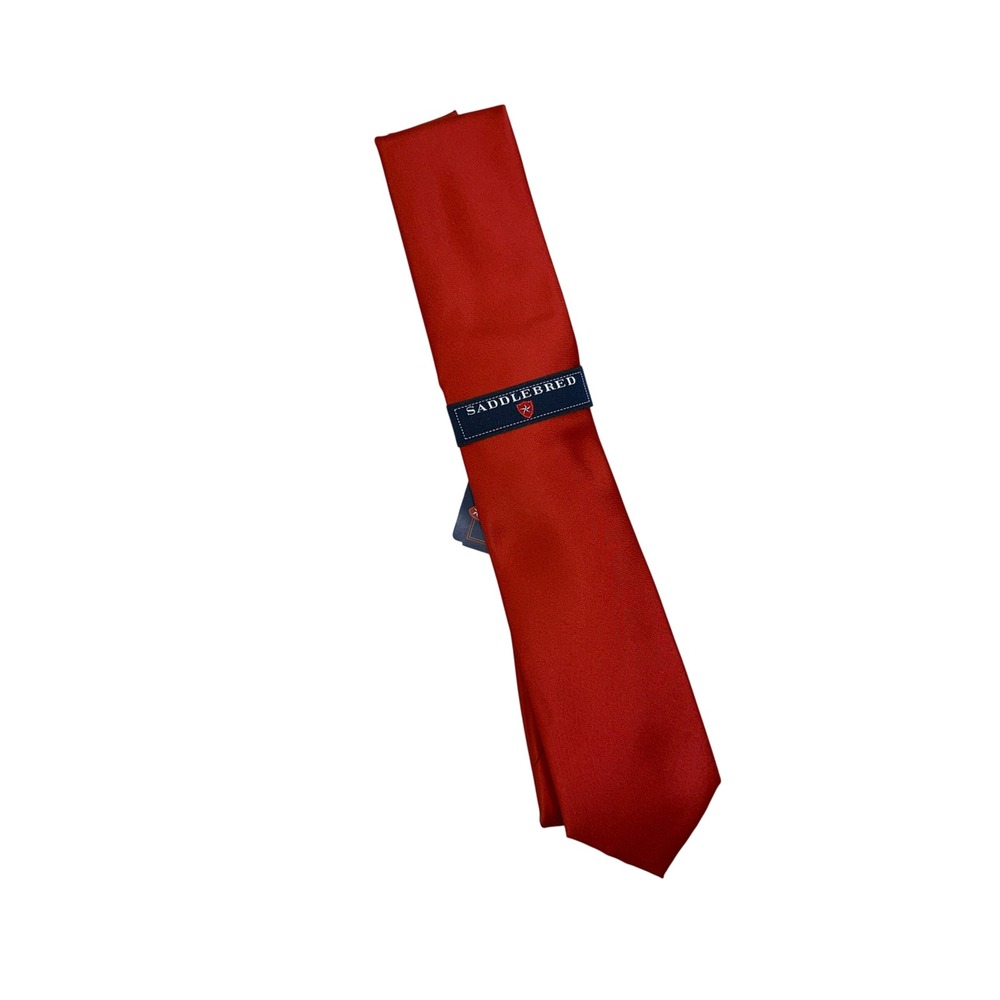 Saddlebred Men Red Solid Stain Resistant Necktie Tie NWT New